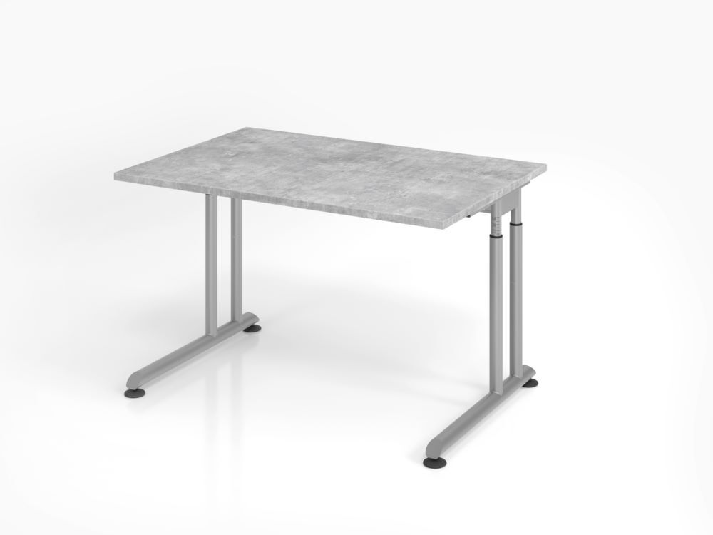 Hammerbacher Schreibtisch ZS12 C-Fuß Arbeitshöhe 68 - 82 cm 120 x 80 cm Beton / Silber Produktbild Hammerbacher Schreibtisch ZS12 C-Fuß Arbeitshöhe 68 - 82 cm 120 x 80 cm Beton / Silber