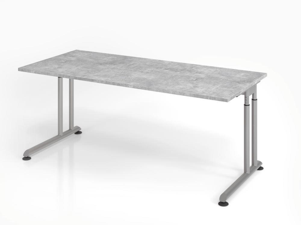 Hammerbacher ZS19 Schreibtisch C-Fuß-Gestell Silbe 180 x 80 cm Beton Produktbild Hammerbacher ZS19 Schreibtisch C-Fuß-Gestell Silbe 180 x 80 cm Beton