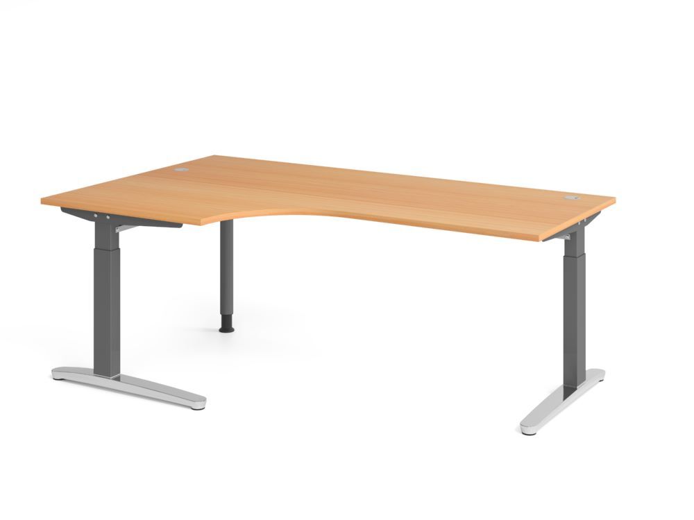Produktbild Hammerbacher Schreibtisch C-Fuß 200x120cm 90 Grad Buche/Graphit