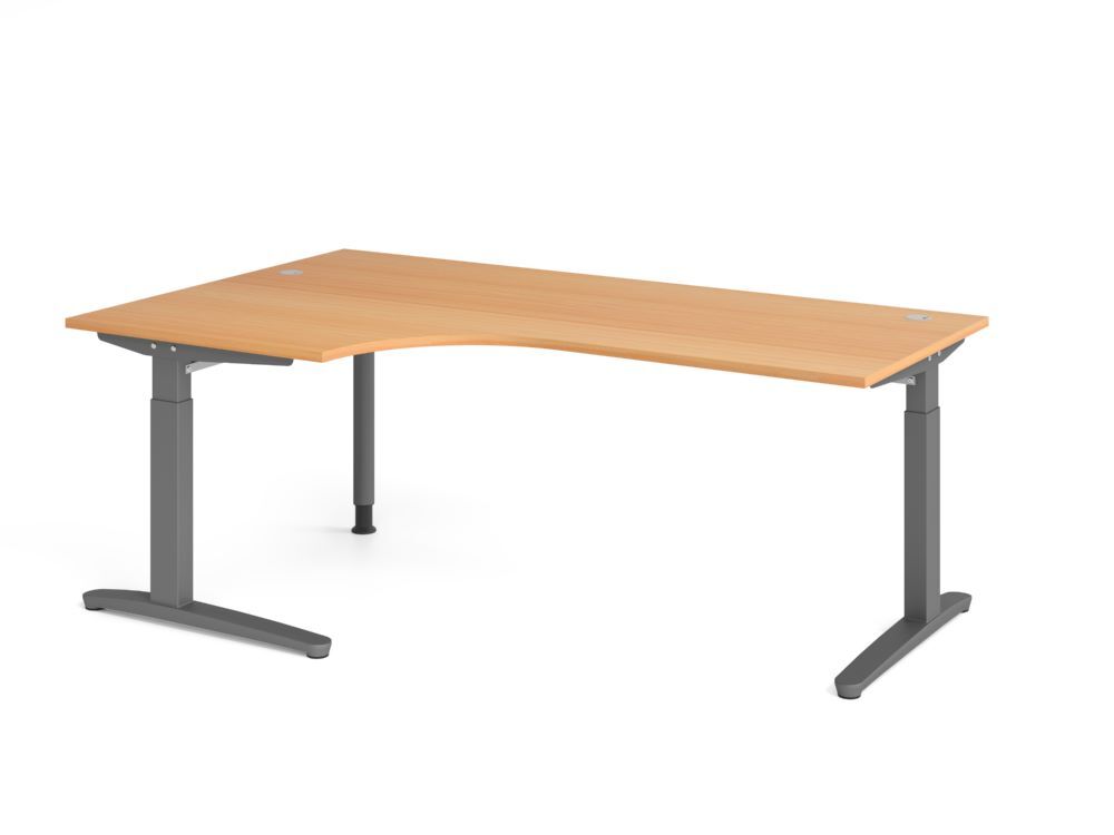 Produktbild Hammerbacher Schreibtisch C-Fuß 200x120cm 90 Grad Buche/Graphit