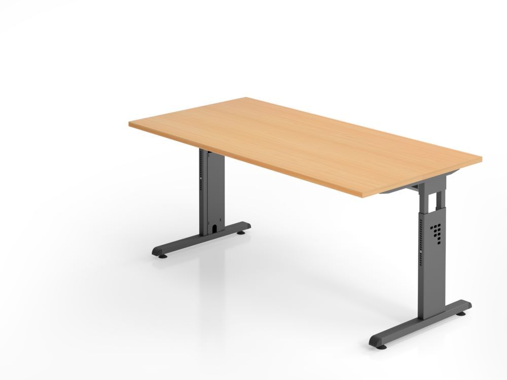 Hammerbacher Schreibtisch C-Fuß-Gestell in Graphit 160 x 80 cm Buche Höhe 65 - 85 cm Produktbild Hammerbacher Schreibtisch C-Fuß-Gestell in Graphit 160 x 80 cm Buche Höhe 65 - 85 cm