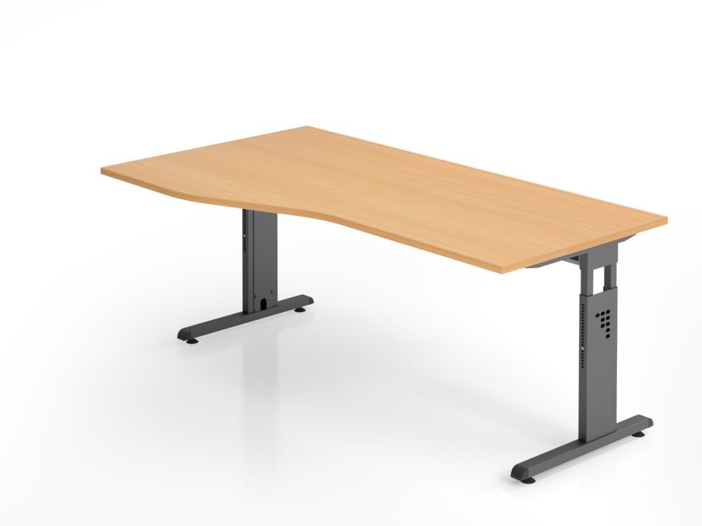 Hammerbacher Schreibtisch OS18 C-Fuß Graphit 180 x 100 / 80 cm Buche Produktbild Hammerbacher Schreibtisch OS18 C-Fuß Graphit 180 x 100 / 80 cm Buche