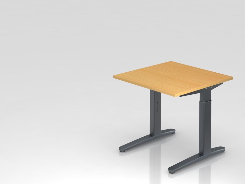 Hammerbacher Schreibtisch C-Fuß 80 x 80 cm Buche / Graphit Arbeitshöhe 65 - 85 cm Produktbild Hammerbacher Schreibtisch C-Fuß 80 x 80 cm Buche / Graphit Arbeitshöhe 65 - 85 cm