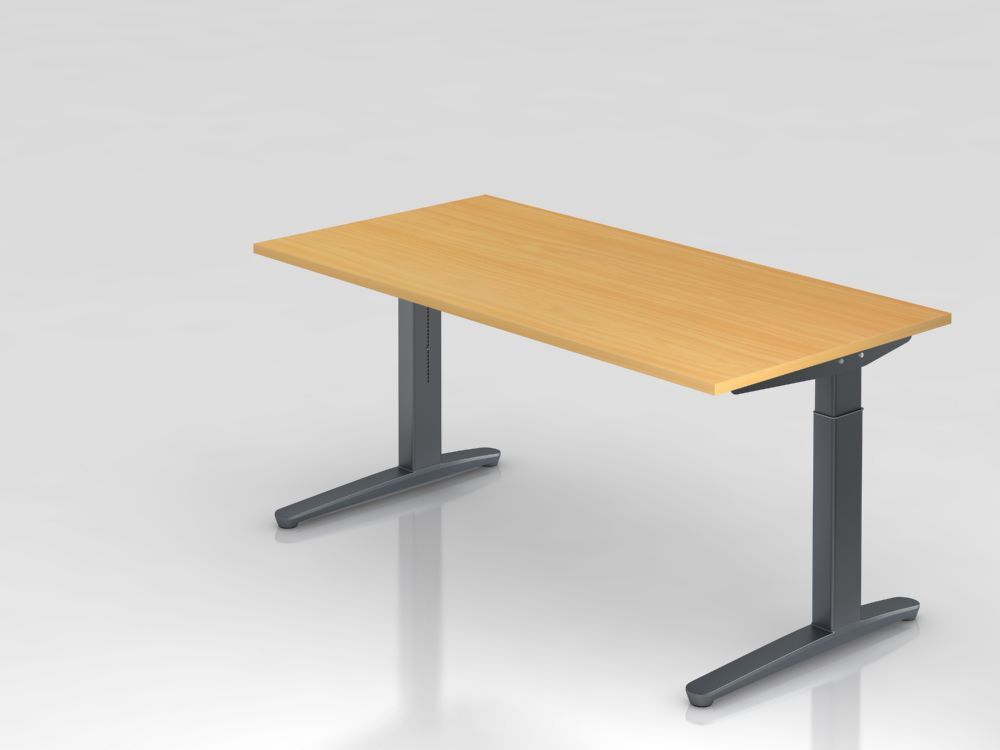 Hammerbacher Schreibtisch XB16 C-Fuß 160 x 80 cm Buche / Graphit Produktbild Hammerbacher Schreibtisch XB16 C-Fuß 160 x 80 cm Buche / Graphit