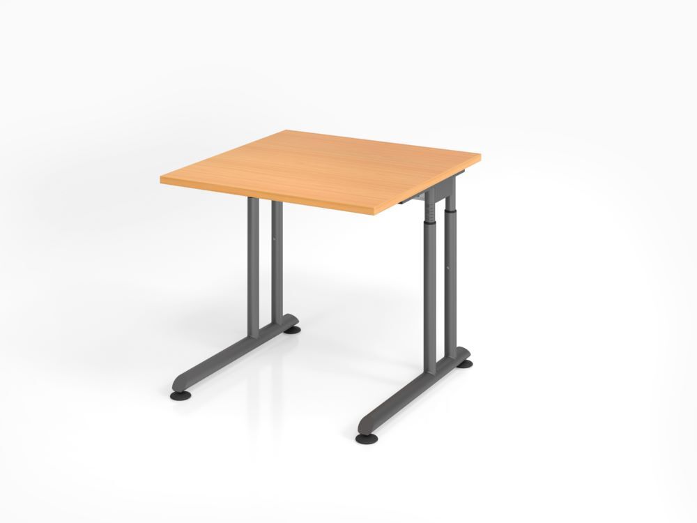 Hammerbacher Schreibtisch C-Fuß 80 x 80 cm Buche / Graphit Arbeitshöhe 68 - 82 cm Produktbild Hammerbacher Schreibtisch C-Fuß 80 x 80 cm Buche / Graphit Arbeitshöhe 68 - 82 cm