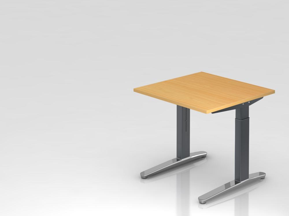 Hammerbacher Schreibtisch XB08 C-Fuß 80 x 80 cm Buche / Graphit höheneinstellbar Produktbild Hammerbacher Schreibtisch XB08 C-Fuß 80 x 80 cm Buche / Graphit höheneinstellbar