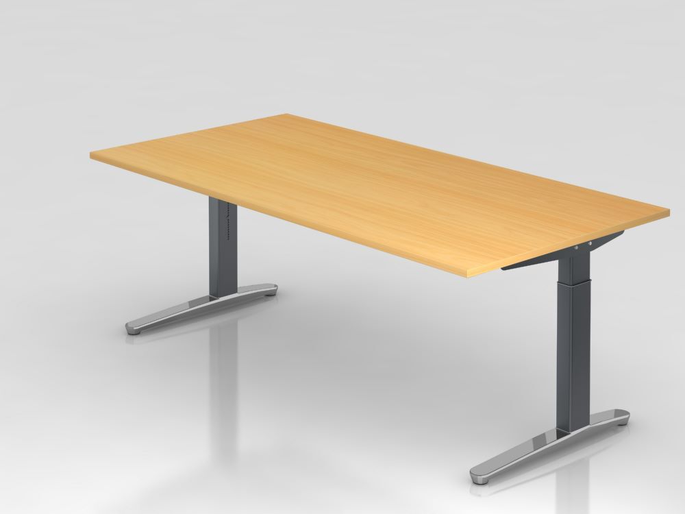 Hammerbacher Schreibtisch 200 x 100 cm Platte 25 mm Buche Produktbild Hammerbacher Schreibtisch 200 x 100 cm Platte 25 mm Buche
