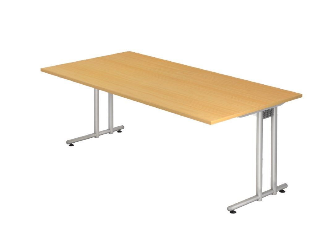 Hammerbacher Schreibtisch C-Fuß 200 x 100cm Buche Silber Produktbild Hammerbacher Schreibtisch C-Fuß 200 x 100cm Buche Silber