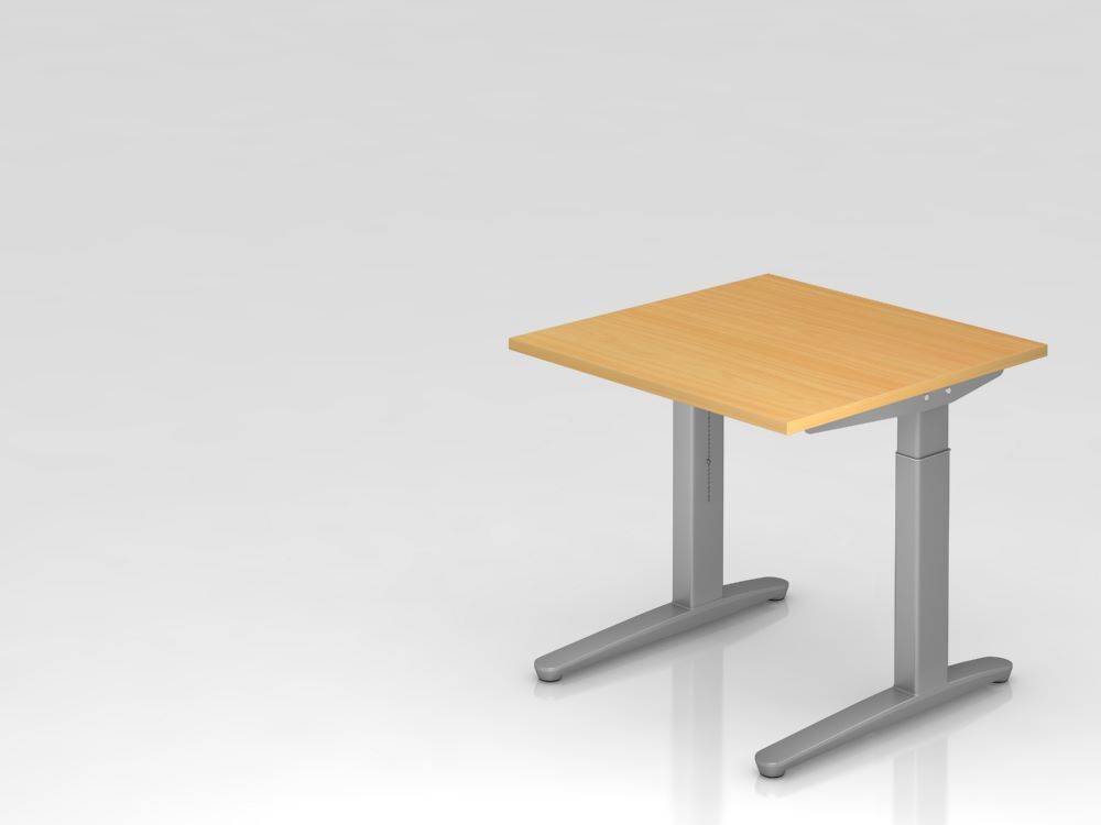 Hammerbacher Schreibtisch XB08 C-Fuß 80 x 80 cm Buche / Silber Arbeitshöhe 65 - 85 cm Produktbild Hammerbacher Schreibtisch XB08 C-Fuß 80 x 80 cm Buche / Silber Arbeitshöhe 65 - 85 cm