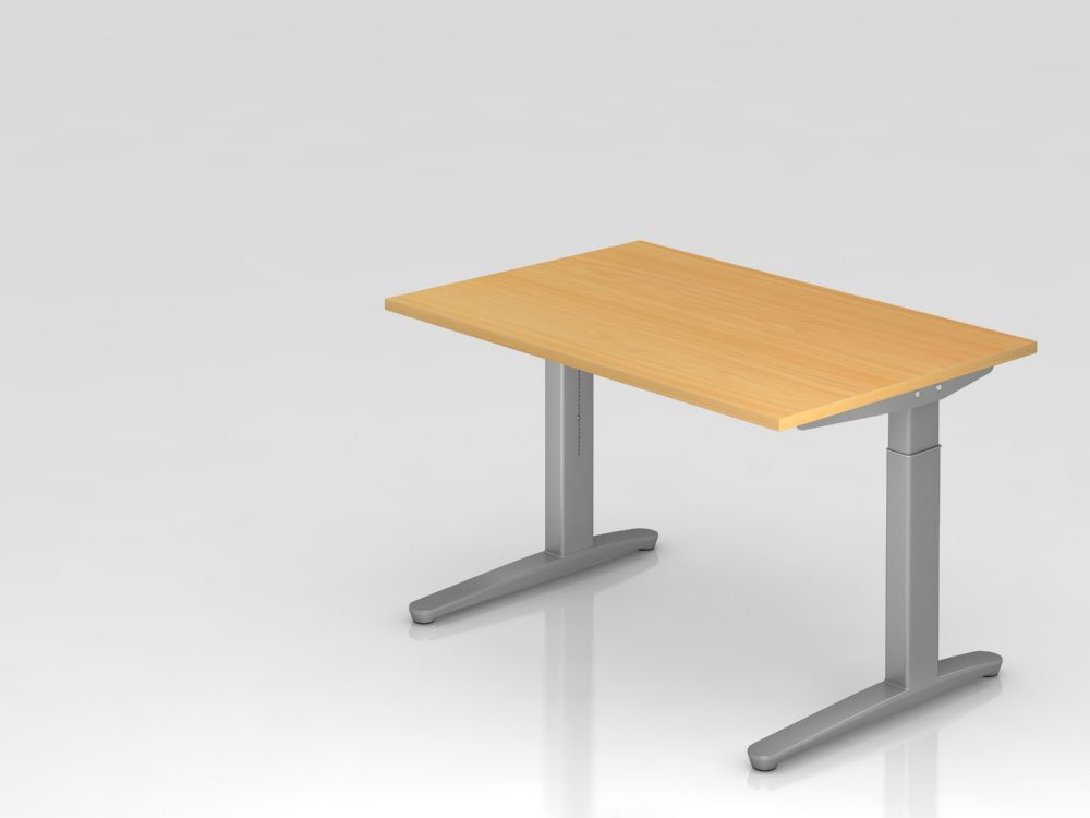 Hammerbacher Schreibtisch C-Fuß 120 x 80 cm Buche / Silber Arbeitshöhe 65 - 85 cm Produktbild Hammerbacher Schreibtisch C-Fuß 120 x 80 cm Buche / Silber Arbeitshöhe 65 - 85 cm