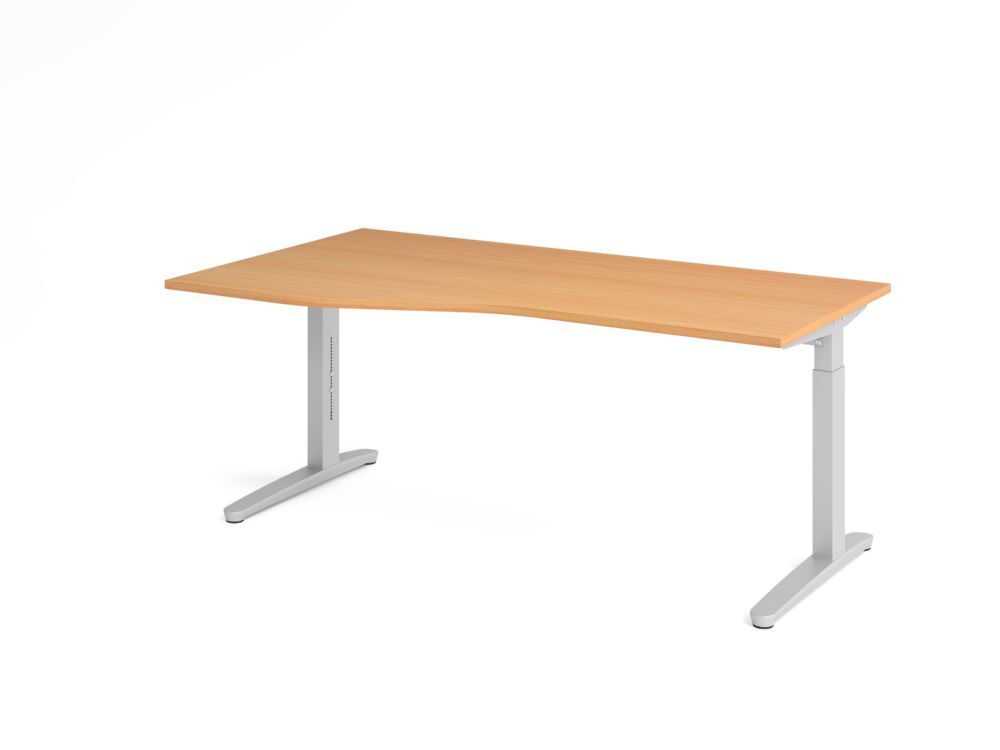 Produktbild Hammerbacher Schreibtisch C-Fuß 180x100/80cm Buche/Silber