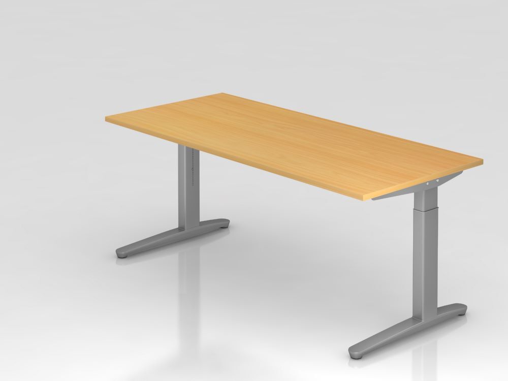 Hammerbacher Schreibtisch rechteckig 180 x 80 cm Platte 25 mm Buche Produktbild Hammerbacher Schreibtisch rechteckig 180 x 80 cm Platte 25 mm Buche