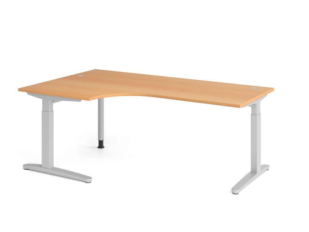 Produktbild Hammerbacher Schreibtisch C-Fuß 200x120cm 90 Grad Buche/Silber