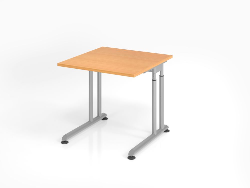 Hammerbacher Schreibtisch C-Fuß 80 x 80 cm Buche / Silber Arbeitshöhe 68 - 82 cm Produktbild Hammerbacher Schreibtisch C-Fuß 80 x 80 cm Buche / Silber Arbeitshöhe 68 - 82 cm