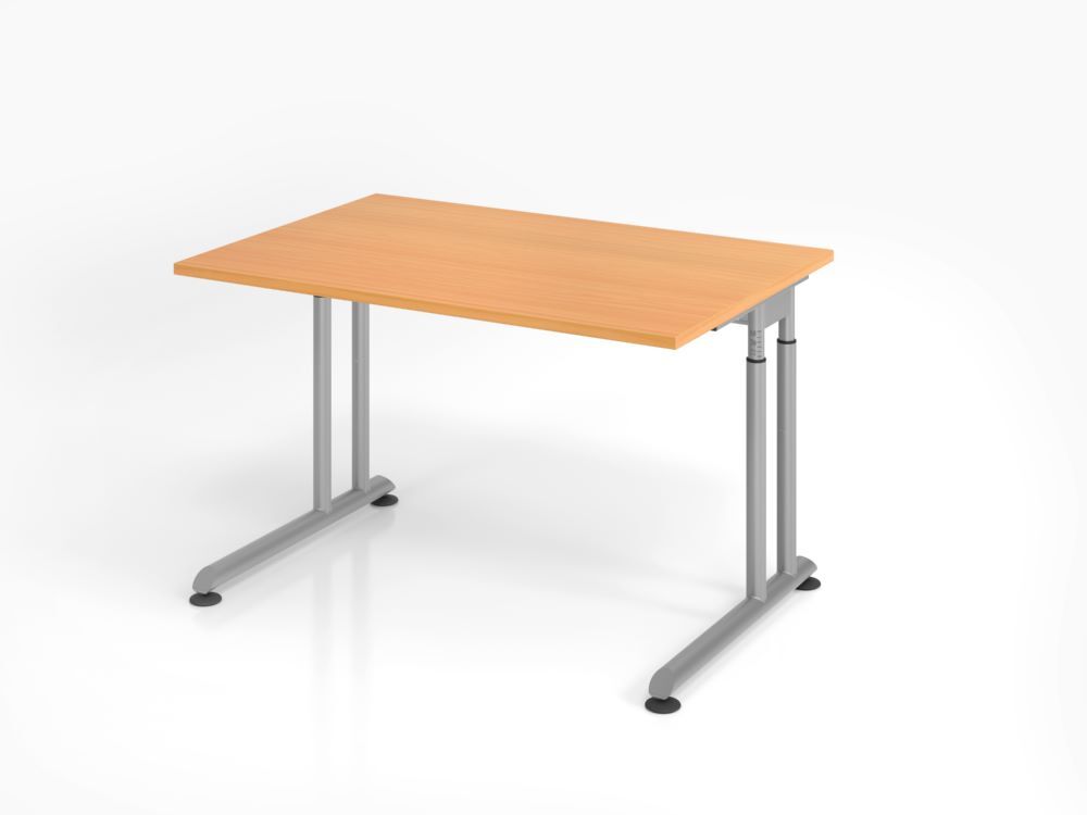 Hammerbacher Schreibtisch C-Fuß 120 x 80 cm Buche / Silber Arbeitshöhe 68 - 82 cm Produktbild Hammerbacher Schreibtisch C-Fuß 120 x 80 cm Buche / Silber Arbeitshöhe 68 - 82 cm
