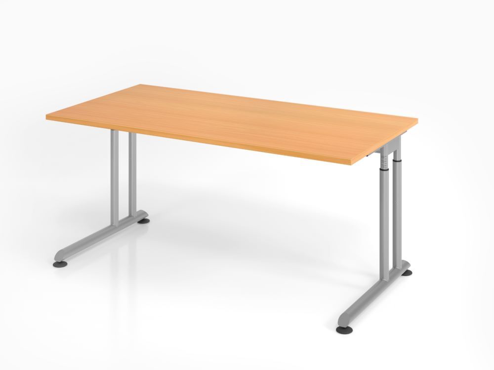 Hammerbacher Schreibtisch C-Fuß-Gestell Silber 160 x 80 cm Buche höheneinstellbar Hammerbacher Schreibtisch C-Fuß-Gestell Silber 160 x 80 cm Buche höheneinstellbar