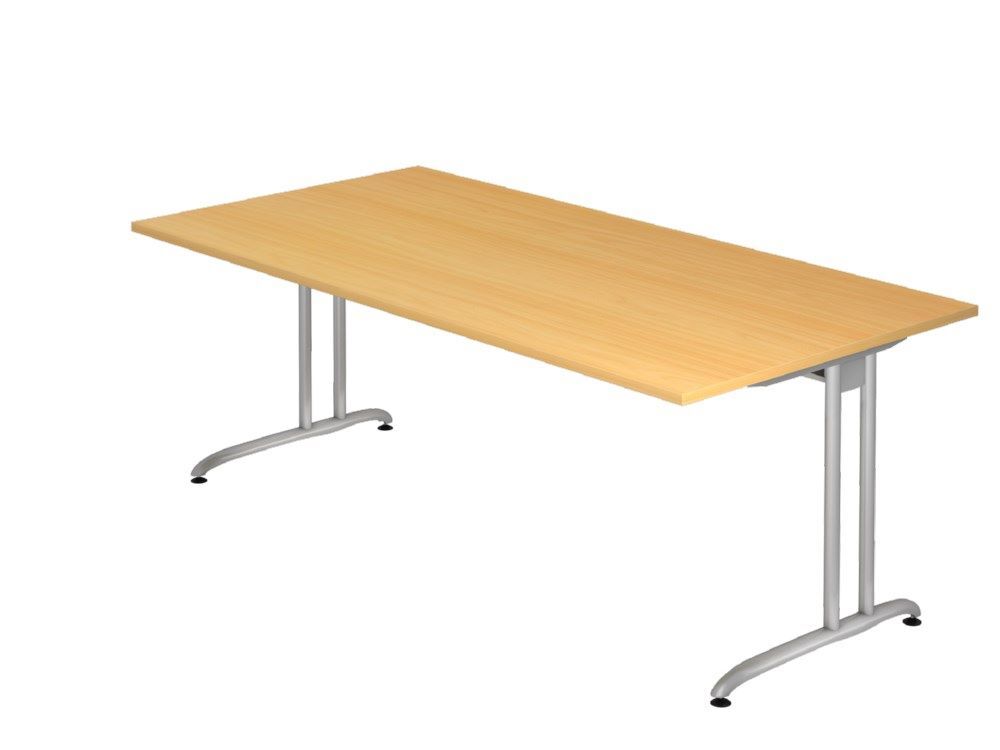 Hammerbacher Schreibtisch C-Fuß 200 x 100 cm in Buche Arbeitshöhe 72 cm  Produktbild Hammerbacher Schreibtisch C-Fuß 200 x 100 cm in Buche Arbeitshöhe 72 cm