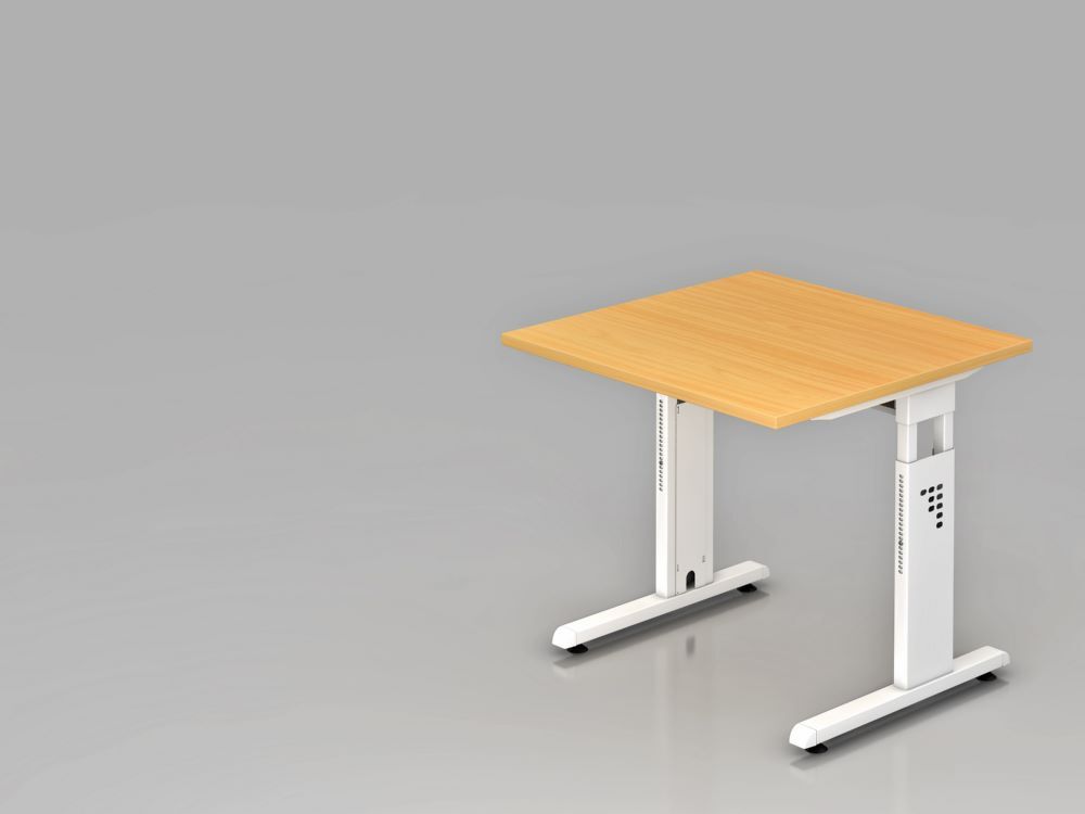 Hammerbacher Schreibtisch 80 x 80 cm Buche C-Fuß Gestell in Weiß Produktbild Hammerbacher Schreibtisch 80 x 80 cm Buche C-Fuß Gestell in Weiß