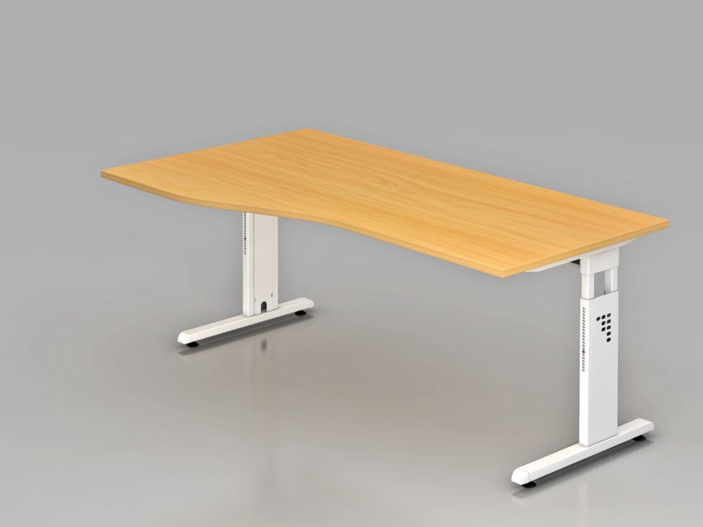Hammerbacher Schreibtisch C-Fuß 180 x 100 / 80 cm höheneinstellbar Buche / Weiß Produktbild Hammerbacher Schreibtisch C-Fuß 180 x 100 / 80 cm höheneinstellbar Buche / Weiß