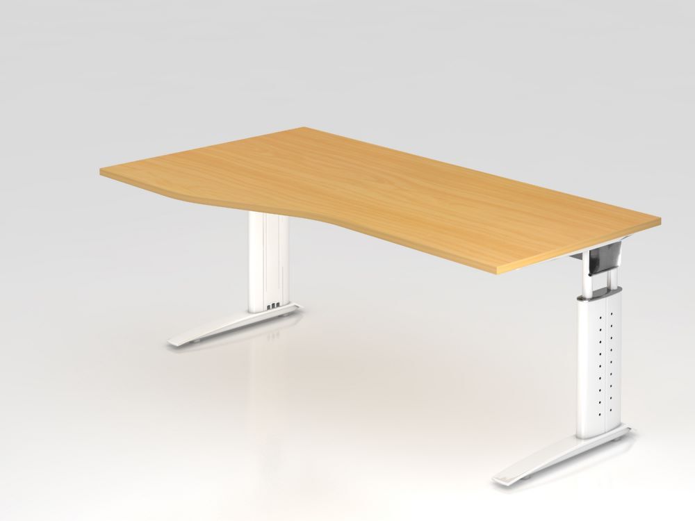 Hammerbacher Schreibtisch C-Fuß 180 x 100 / 80 cm Buche / Weiß Produktbild Hammerbacher Schreibtisch C-Fuß 180 x 100 / 80 cm Buche / Weiß