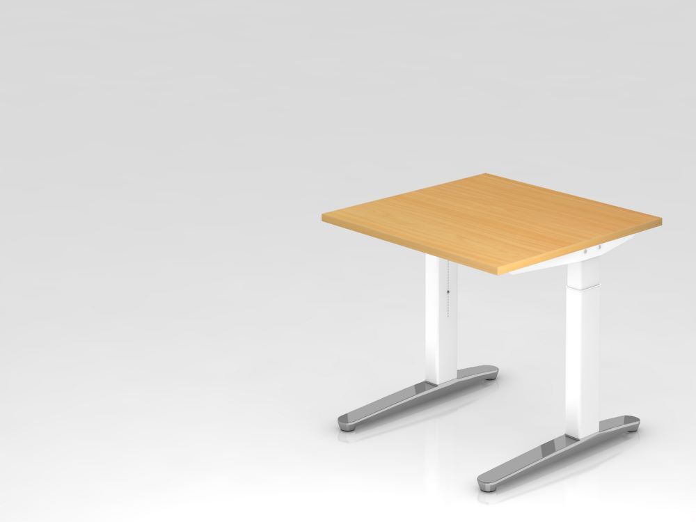 Hammerbacher Schreibtisch XB08 C-Fuß 80 x 80 cm Buche / Weiß Arbeitshöhe 65 - 85 cm Produktbild Hammerbacher Schreibtisch XB08 C-Fuß 80 x 80 cm Buche / Weiß Arbeitshöhe 65 - 85 cm
