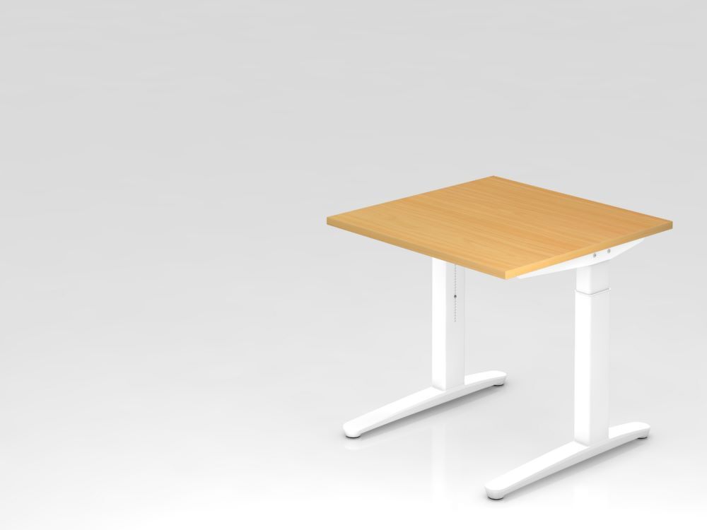 Hammerbacher Schreibtisch XB08 C-Fuß Arbeitshöhe 65 - 85 cm 80 x 80 cm Buche / Weiß Produktbild Hammerbacher Schreibtisch XB08 C-Fuß Arbeitshöhe 65 - 85 cm 80 x 80 cm Buche / Weiß