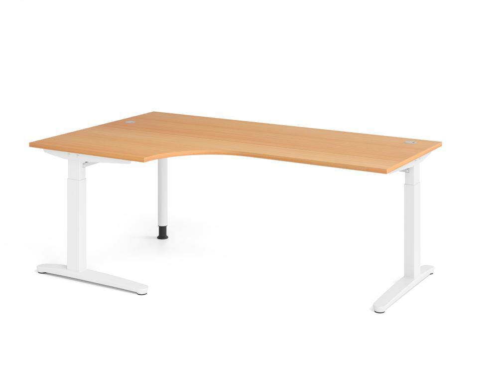 Produktbild Hammerbacher Schreibtisch C-Fuß 200x120cm 90 Grad Buche/Weiß