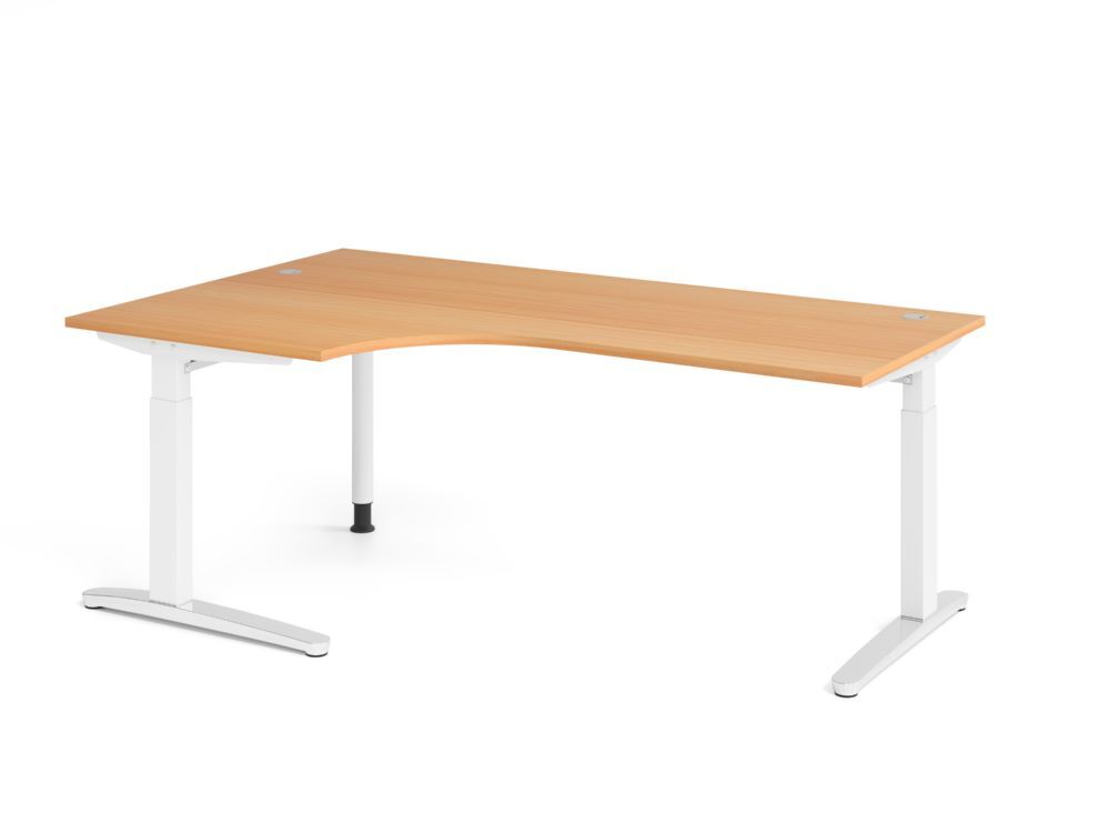 Produktbild Hammerbacher Schreibtisch C-Fuß 200x120cm 90 Grad Buche/Weiß