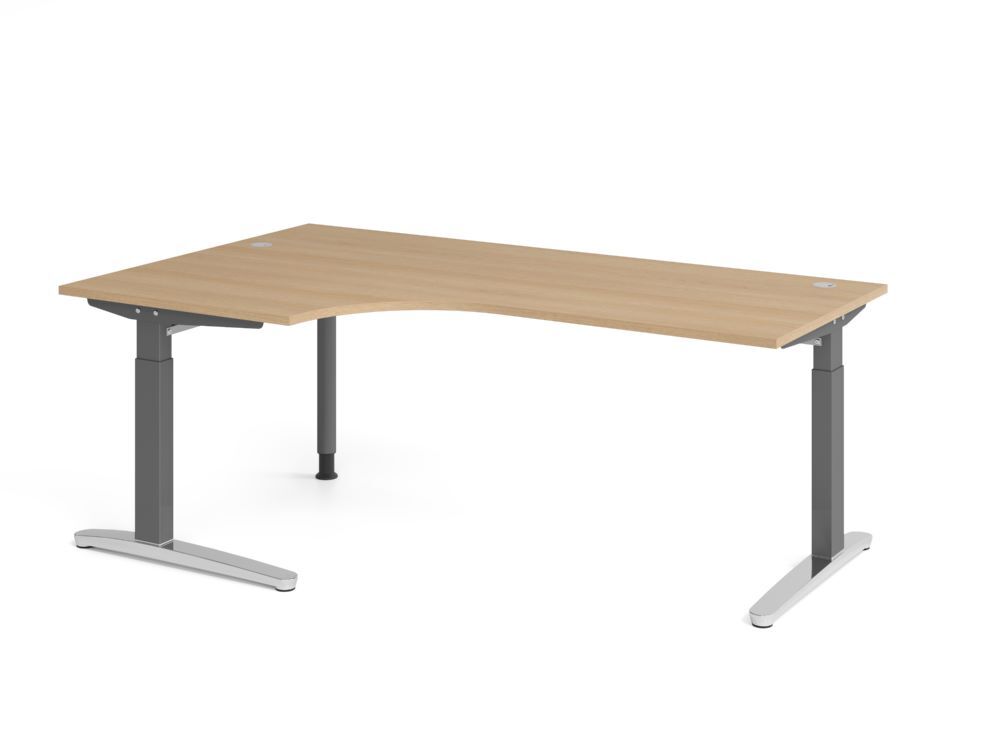Produktbild Hammerbacher Schreibtisch C-Fuß 200x120cm 90 Grad Eiche/Graphit