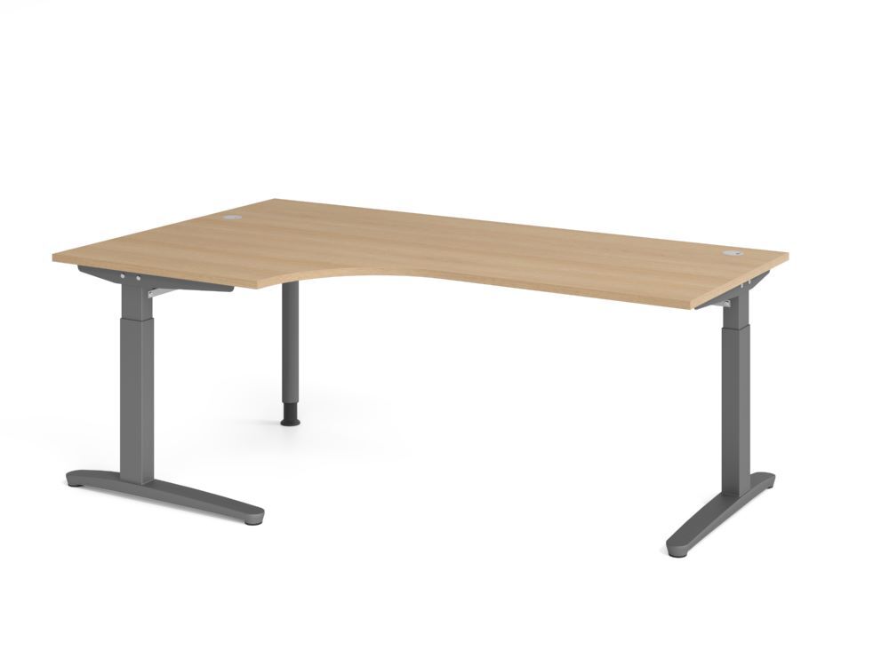 Produktbild Hammerbacher Schreibtisch C-Fuß 200x120cm 90 Grad Eiche/Graphit