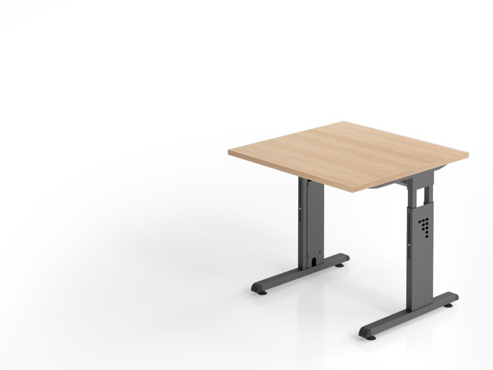 Hammerbacher Schreibtisch C-Fuß 80 x 80 cm Eiche / Graphit höheneinstellbar Produktbild Hammerbacher Schreibtisch C-Fuß 80 x 80 cm Eiche / Graphit höheneinstellbar