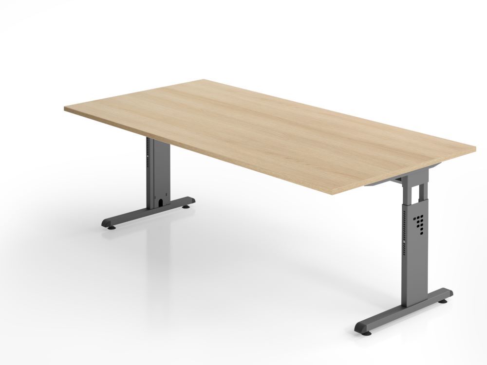 Hammerbacher Schreibtisch OS2E Höhe 65 - 85 cm C-Fuß 200 x 100 cm Eiche / Graphit Produktbild Hammerbacher Schreibtisch OS2E Höhe 65 - 85 cm C-Fuß 200 x 100 cm Eiche / Graphit