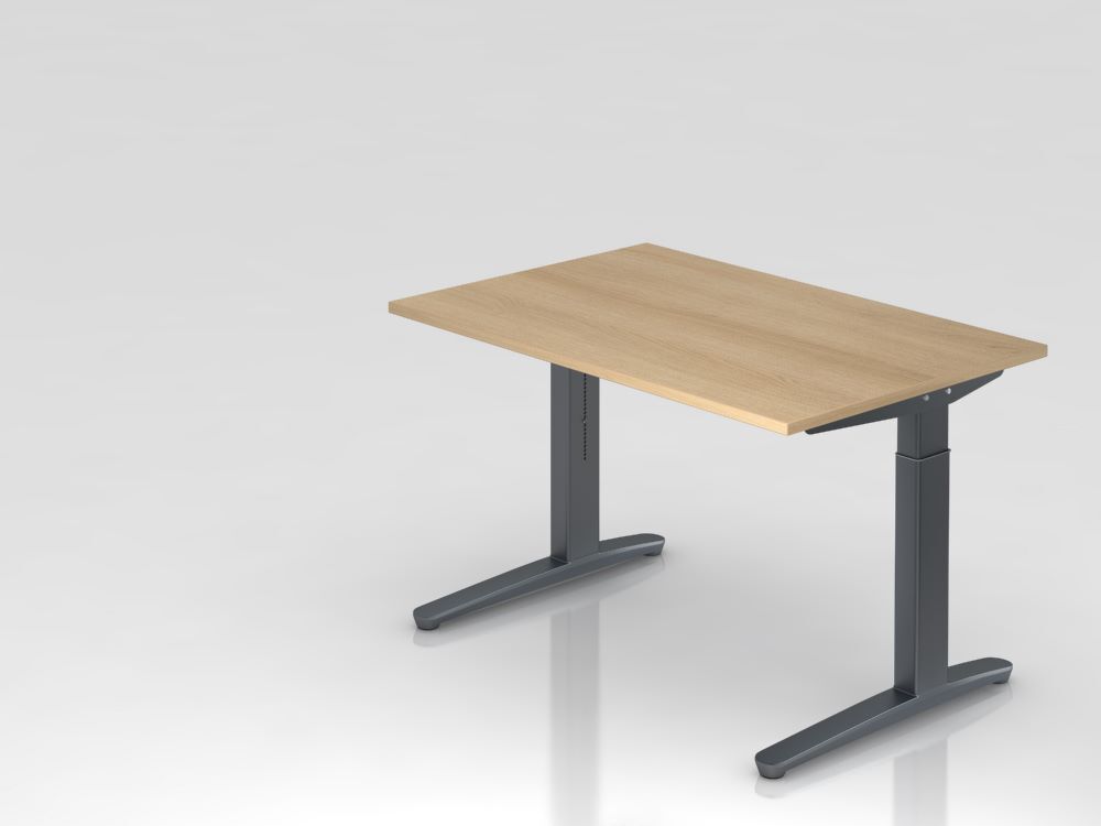 Hammerbacher Schreibtisch C-Fuß 120 x 80 cm Eiche / Graphit Arbeitshöhe 65 - 85 cm Produktbild Hammerbacher Schreibtisch C-Fuß 120 x 80 cm Eiche / Graphit Arbeitshöhe 65 - 85 cm
