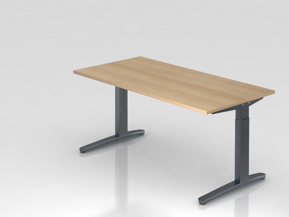 Hammerbacher XB16 Schreibtisch C-Fuß Eiche / Graphit 160 x 80 cm Produktbild Hammerbacher XB16 Schreibtisch C-Fuß Eiche / Graphit 160 x 80 cm