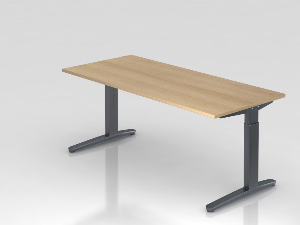 Hammerbacher Schreibtisch Maße 180 x 80 cm Platte 25 mm dick Eiche Graphit Produktbild Hammerbacher Schreibtisch Maße 180 x 80 cm Platte 25 mm dick Eiche Graphit