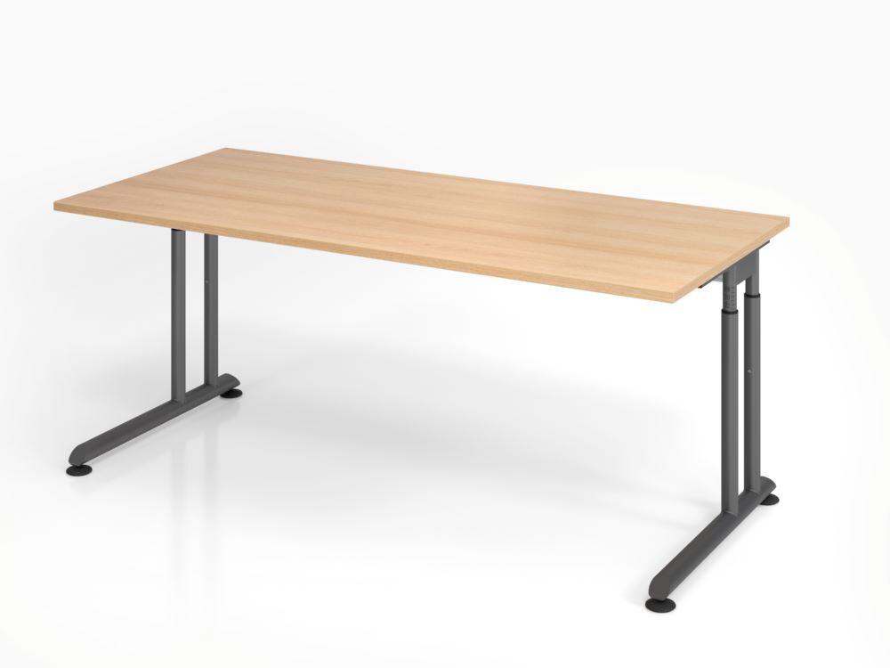 Hammerbacher Schreibtisch C-Fuß Gestell Graphit 180 x 80 cm Eiche Produktbild Hammerbacher Schreibtisch C-Fuß Gestell Graphit 180 x 80 cm Eiche