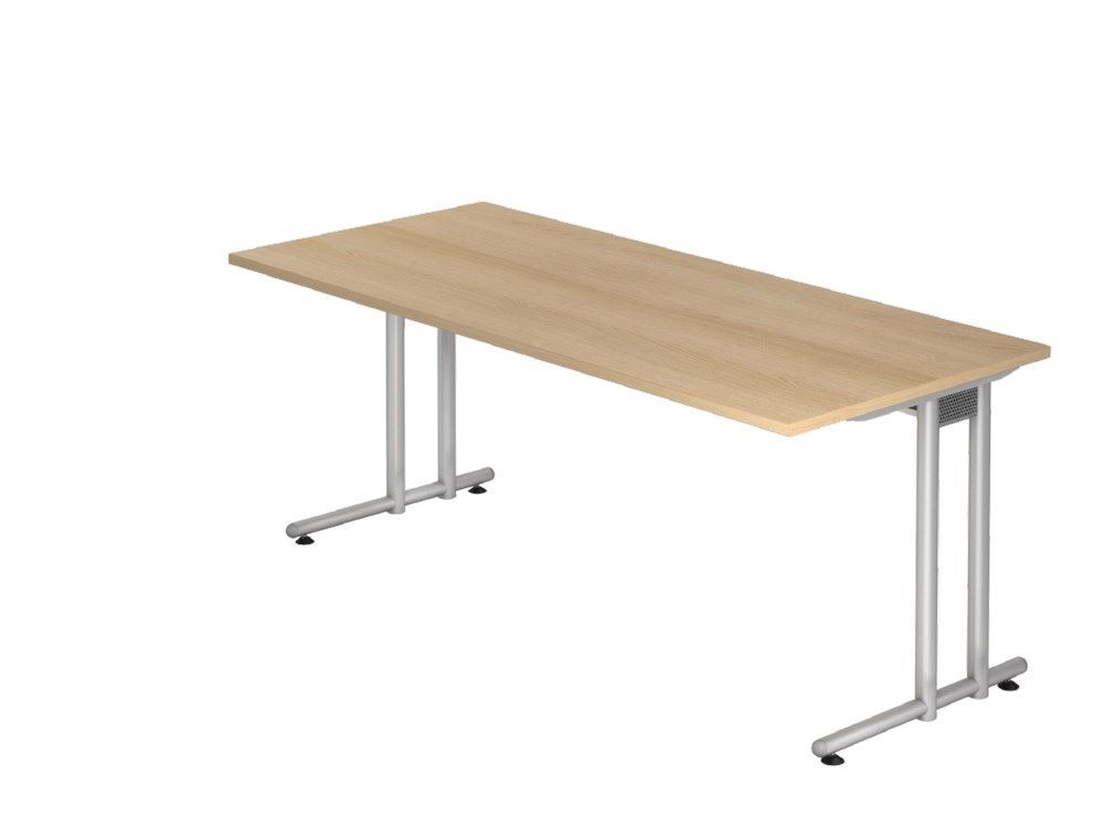 Hammerbacher Schreibtisch C-Fuß 180 x 80 cm Eiche Silber Produktbild Hammerbacher Schreibtisch C-Fuß 180 x 80 cm Eiche Silber