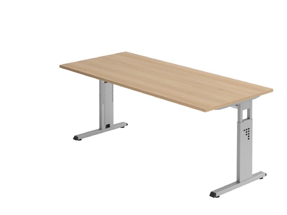 Hammerbacher Schreibtisch C-Fuß 180 x 80 cm Eiche Silber Produktbild Hammerbacher Schreibtisch C-Fuß 180 x 80 cm Eiche Silber