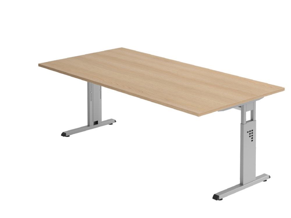 Hammerbacher Schreibtisch C-Fuß 200 x 100 cm Eiche Silber Produktbild Hammerbacher Schreibtisch C-Fuß 200 x 100 cm Eiche Silber