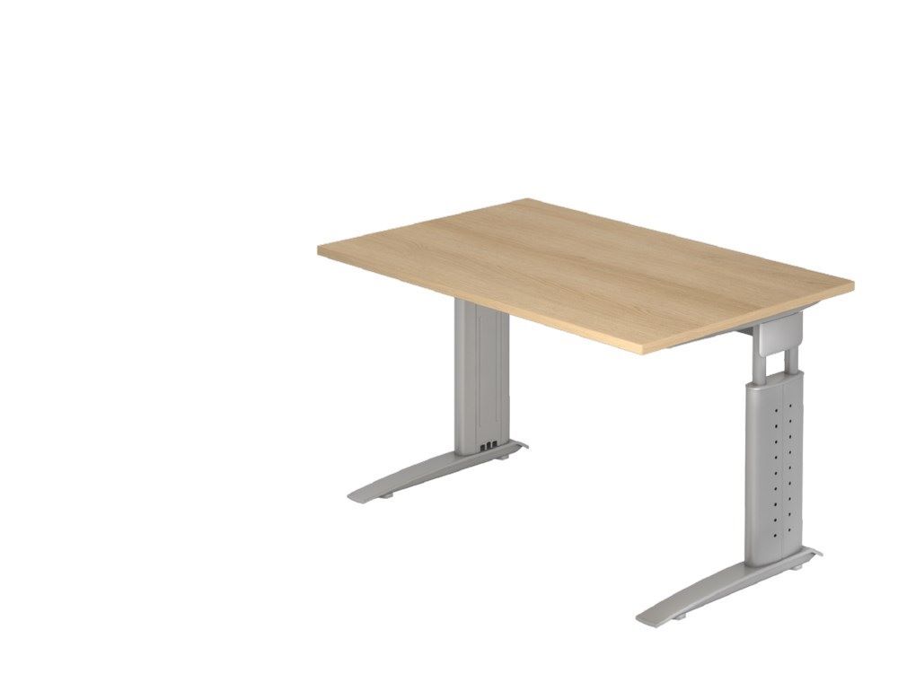 Hammerbacher Schreibtisch C-Fuß 120 x 80 cm Eiche / Silber Produktbild Hammerbacher Schreibtisch C-Fuß 120 x 80 cm Eiche / Silber