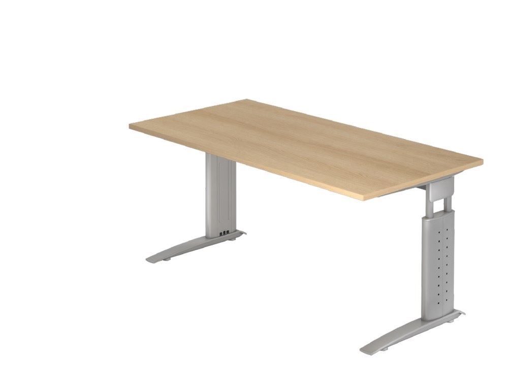Hammerbacher Schreibtisch C-Fuß 160 x 80 cm Eiche / Silber Produktbild Hammerbacher Schreibtisch C-Fuß 160 x 80 cm Eiche / Silber