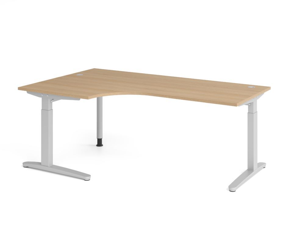 Produktbild Hammerbacher Schreibtisch C-Fuß 200x120cm 90 Grad Eiche/Silber