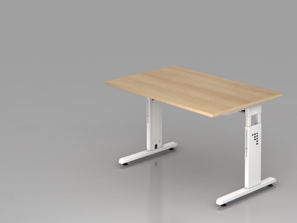 Hammerbacher Schreibtisch C-Fuß-Gestell in Weiß 120 x 80 cm Eiche Produktbild Hammerbacher Schreibtisch C-Fuß-Gestell in Weiß 120 x 80 cm Eiche