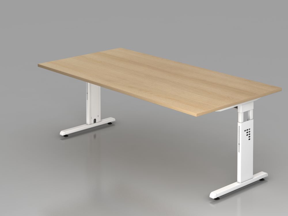 Hammerbacher Schreibtisch OS2E C-Fuß 200 x 100 cm Eiche / Weiß Produktbild Hammerbacher Schreibtisch OS2E C-Fuß 200 x 100 cm Eiche / Weiß
