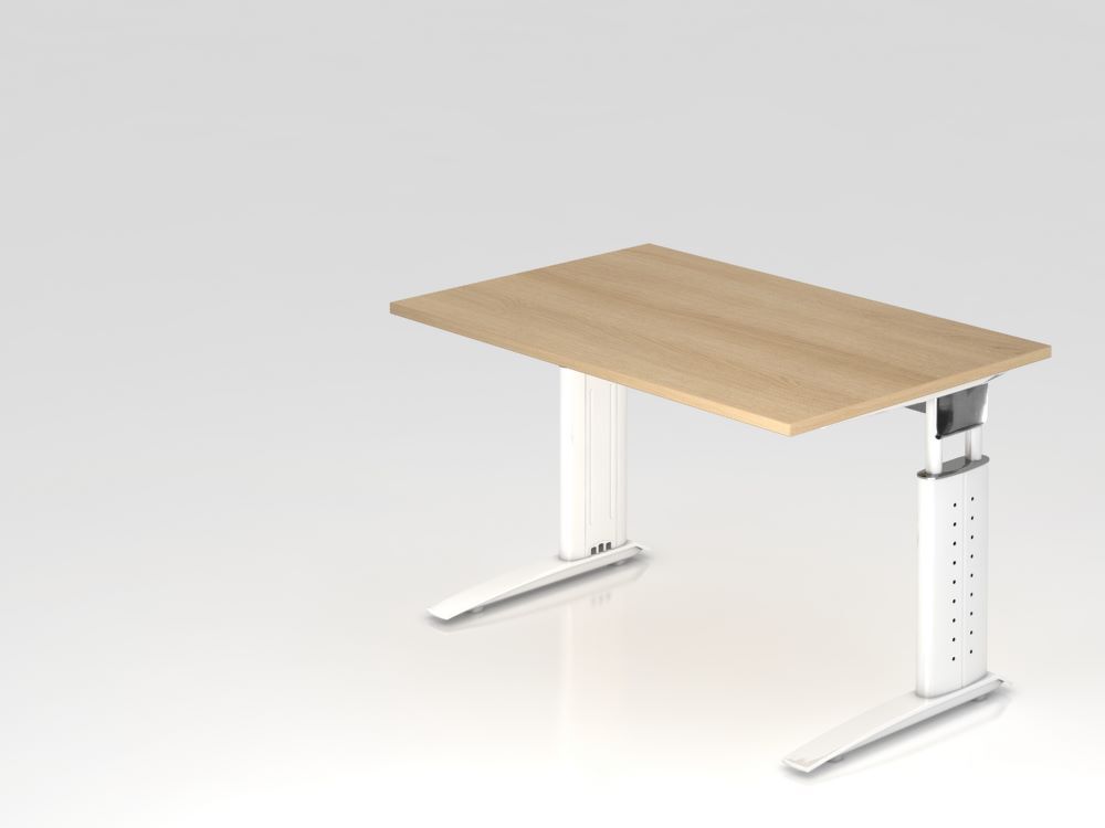 Hammerbacher Schreibtisch C-Fuß 120 x 80 cm Eiche / Weiß Höhe 68 - 86 cm Produktbild Hammerbacher Schreibtisch C-Fuß 120 x 80 cm Eiche / Weiß Höhe 68 - 86 cm