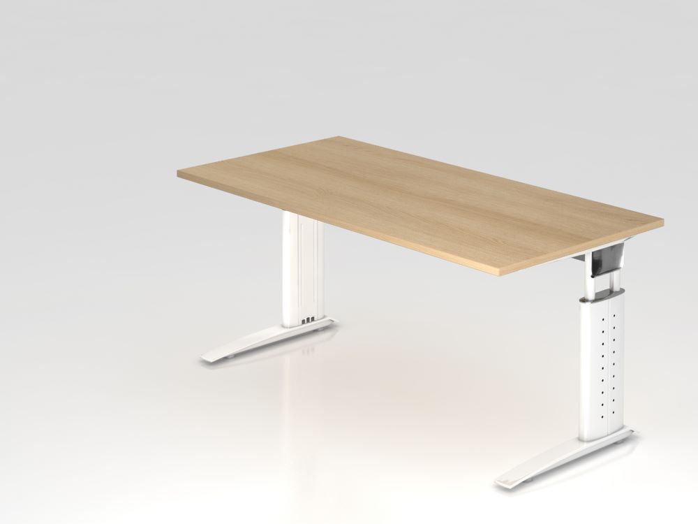 Hammerbacher Schreibtisch US16 C-Fuß 160 x 80 cm Eiche / Weiß Produktbild Hammerbacher Schreibtisch US16 C-Fuß 160 x 80 cm Eiche / Weiß