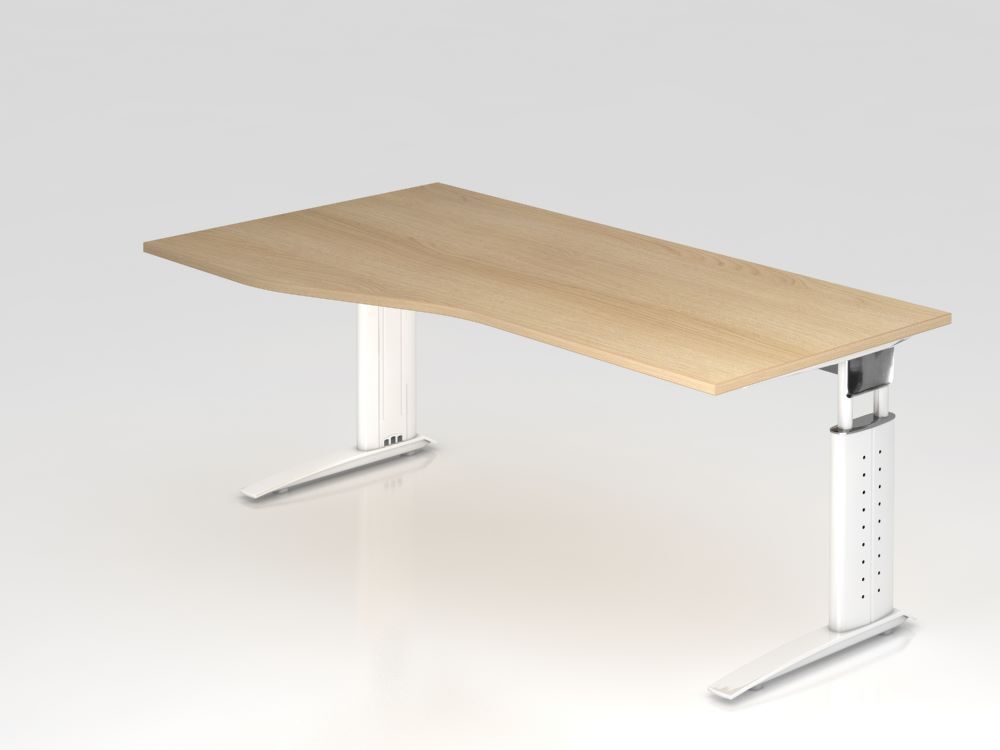 Hammerbacher Schreibtisch C-Fuß 180 x 100 / 80 cm Eiche / Weiß Produktbild Hammerbacher Schreibtisch C-Fuß 180 x 100 / 80 cm Eiche / Weiß
