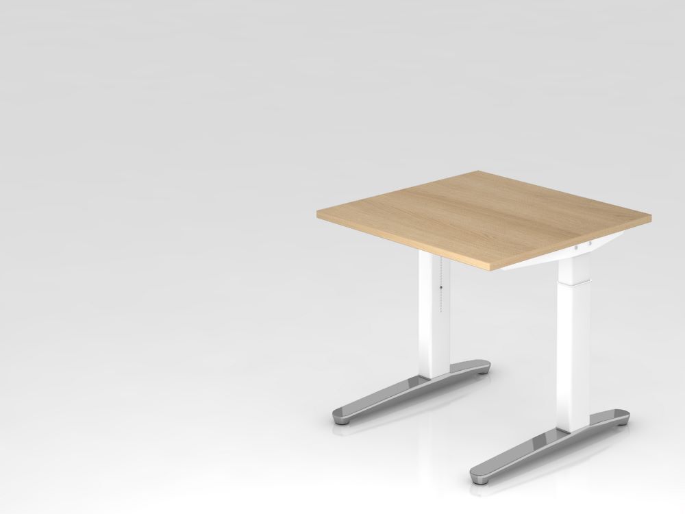 Hammerbacher XB08 Schreibtisch C-Fuß 80 x 80 cm Eiche / Weiß höheneinstellbar Höhe 65 - 85 cm Produktbild Hammerbacher XB08 Schreibtisch C-Fuß 80 x 80 cm Eiche / Weiß höheneinstellbar Höhe 65 - 85 cm