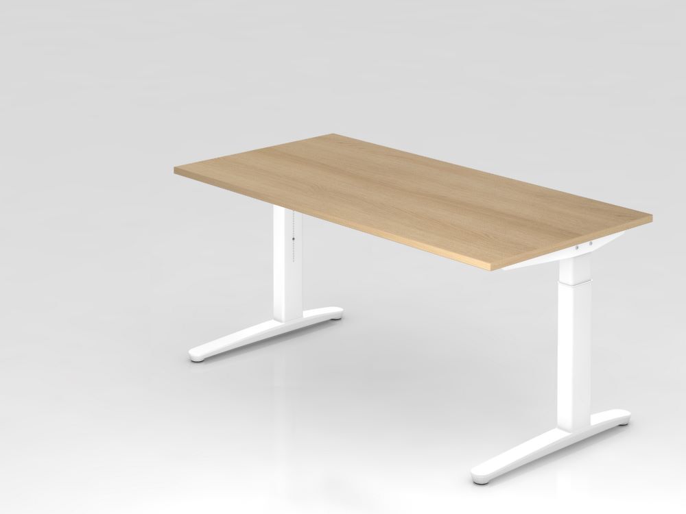 Hammerbacher Schreibtisch XB16 C-Fuß Arbeitshöhe 65 - 85 cm 160 x 80 cm Eiche / Weiß Produktbild Hammerbacher Schreibtisch XB16 C-Fuß Arbeitshöhe 65 - 85 cm 160 x 80 cm Eiche / Weiß