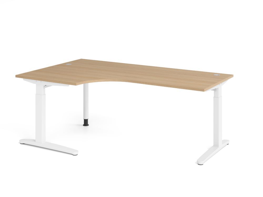 Produktbild Hammerbacher Schreibtisch C-Fuß 200x120cm 90 Grad Eiche/Weiß